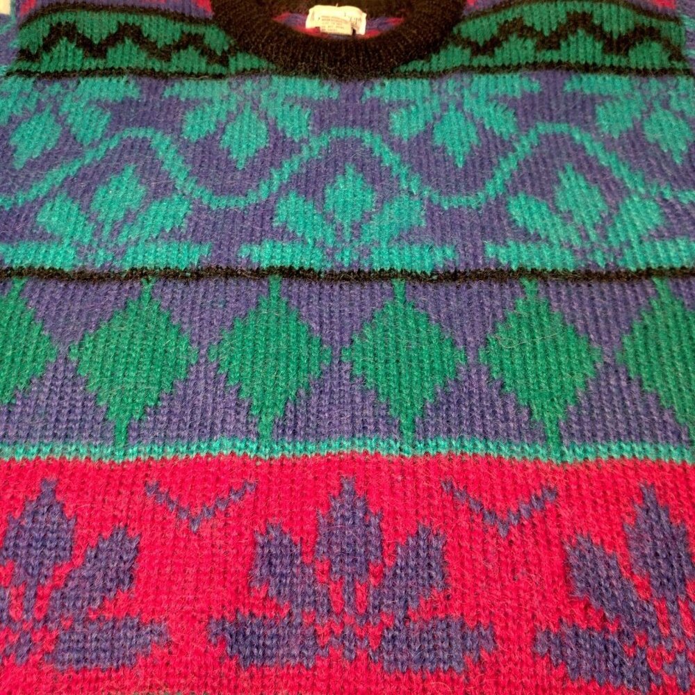 Gallagher Sweater Womens M Crew Neck Striped Vintage 1990s Retro Mohair Blend - Picture 2 of 12